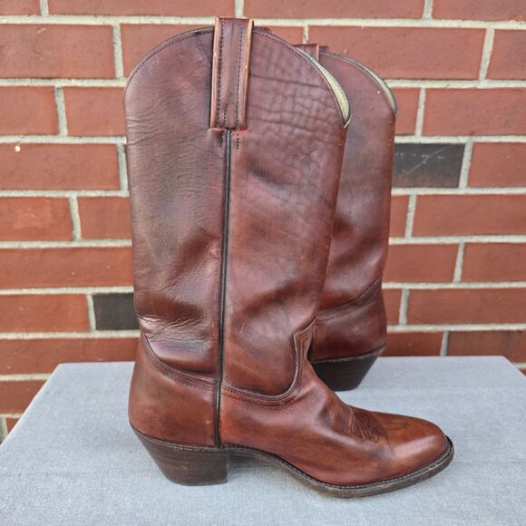 Frye 2356 Oxblood Brown Leather Western Cowboy Boots Men Size 10.5 D Made In USA main image 4